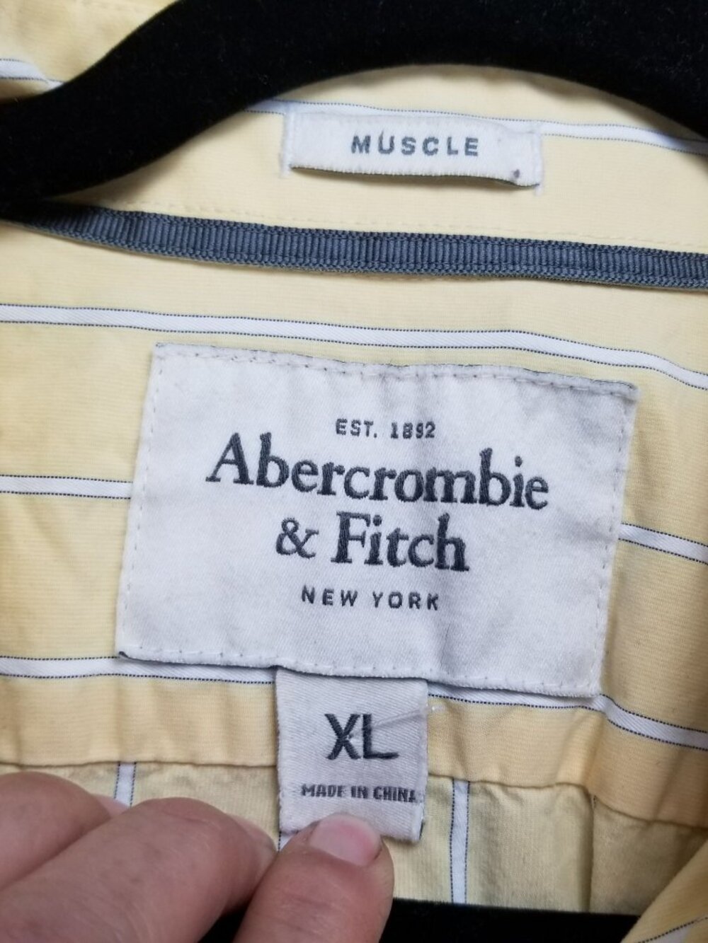 Abercrombie & Fitch Shirt Mens XL Yellow Pinstripe Cotton Long Sleeve Button Up - Picture 3 of 10